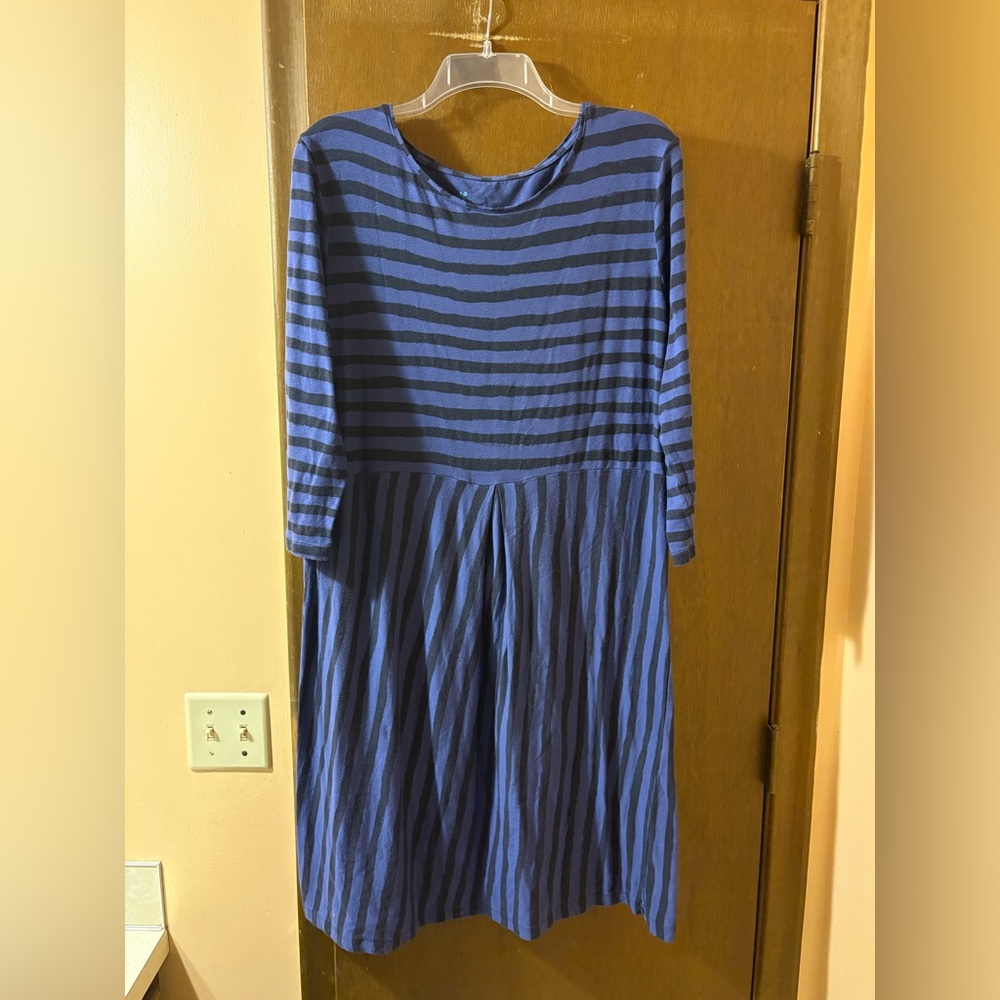 Gudrun Sjoden blue striped Lagenlook long sleeve dress